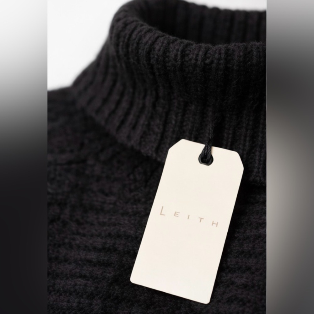 Leith Black Cowl Neck Ribbed Sweater Cozy Oversized Fall /Winter Knit Size M/L - Picture 6 of 9